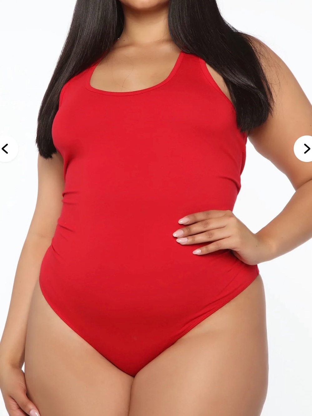 Red Scoop Neck Bodysuit